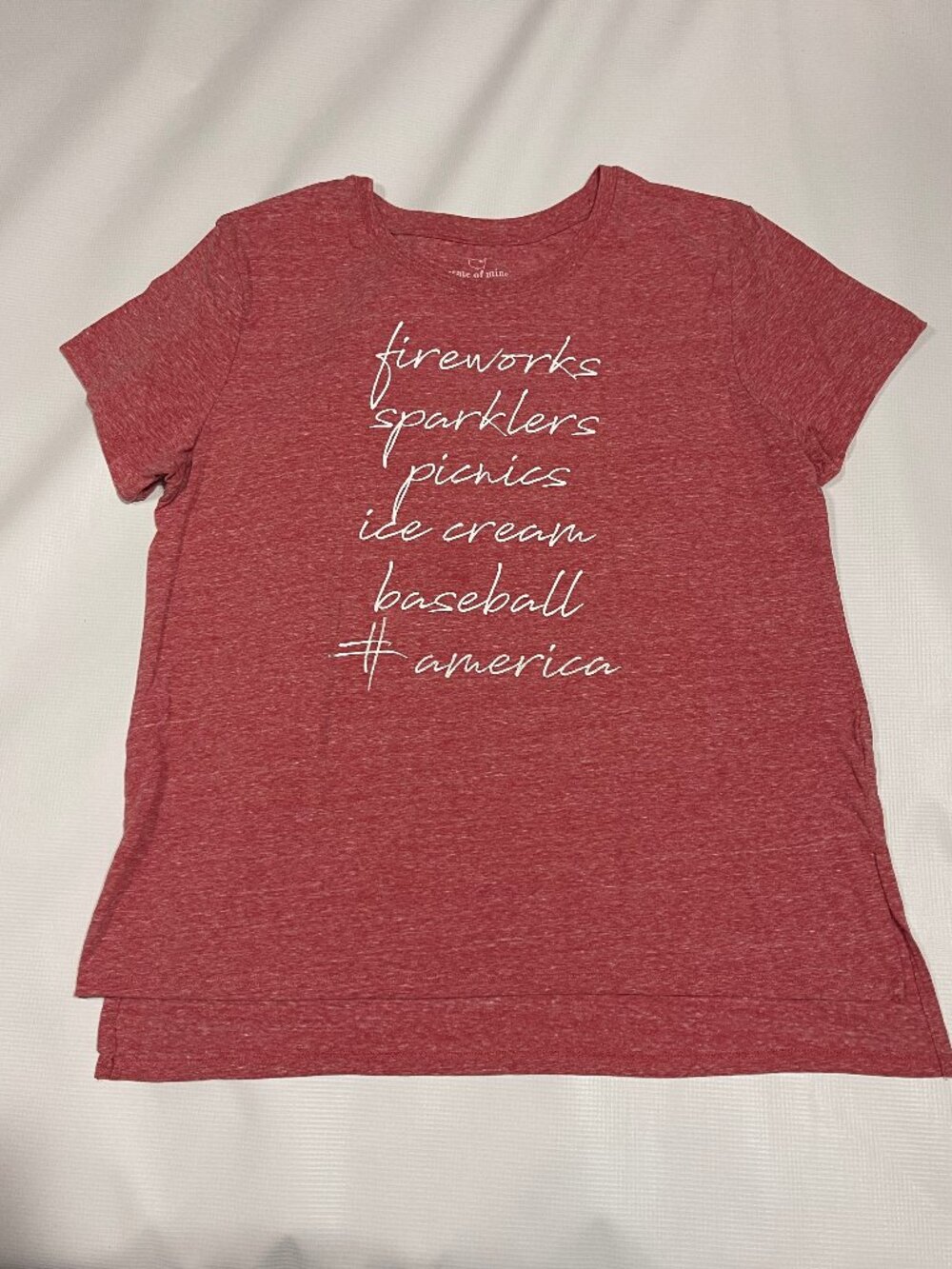 State of Mine Women's US Independence Day 4th of July T-Shirt, Heather Red, XL